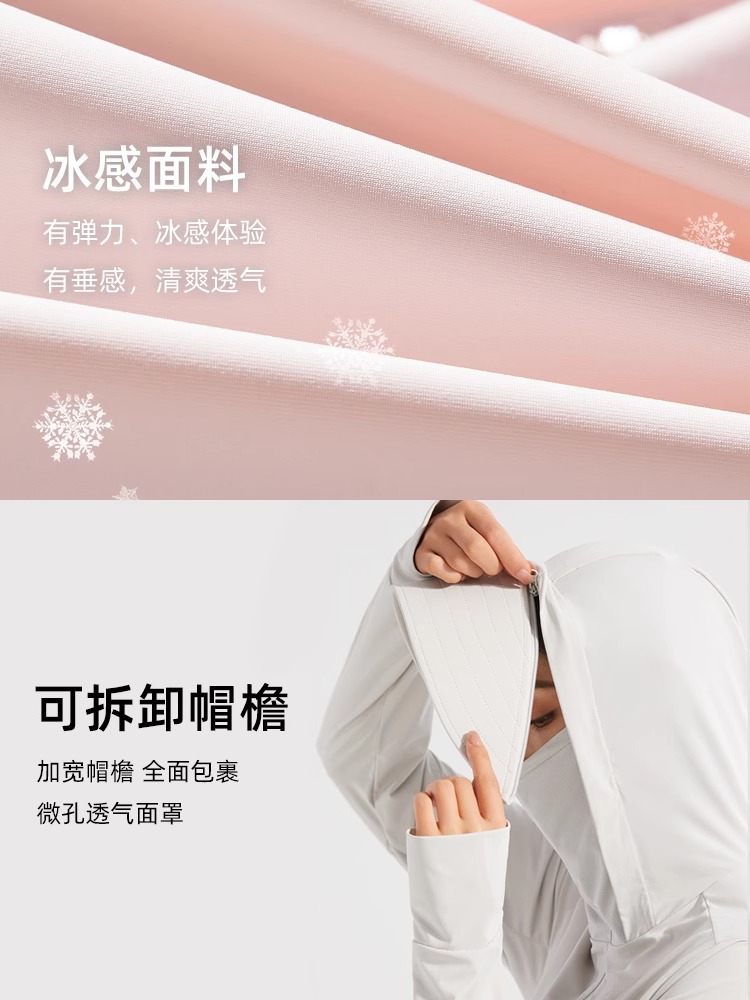 Picture of Original Yarn Ice Silk Sun Protection Clothing for Women Upf50+ Removable Brim Cool Feeling Anti-Uv Outdoor Cycling Sun Protection Clothing for Men