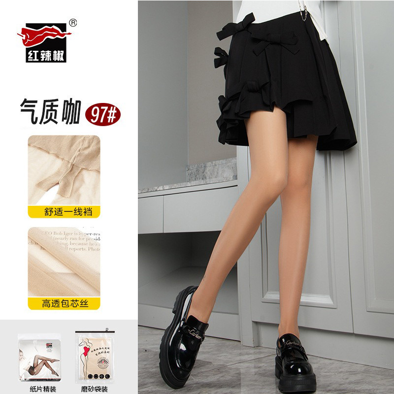 Picture of Red Pepper Silk Stockings Women's Summer Thin Anti-hook Silk Wear 0d Black Silk High Transparent Skin-friendly Sexy Core-spun Silk Pantyhose