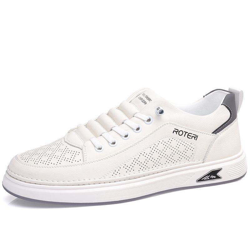 2025 Spring and Autumn New Soft Leather Leg Men's Shoes Soft Surface Soft Bottom Trendy Cross-border Daily Casual Leather Shoes Sneakers Wholesale