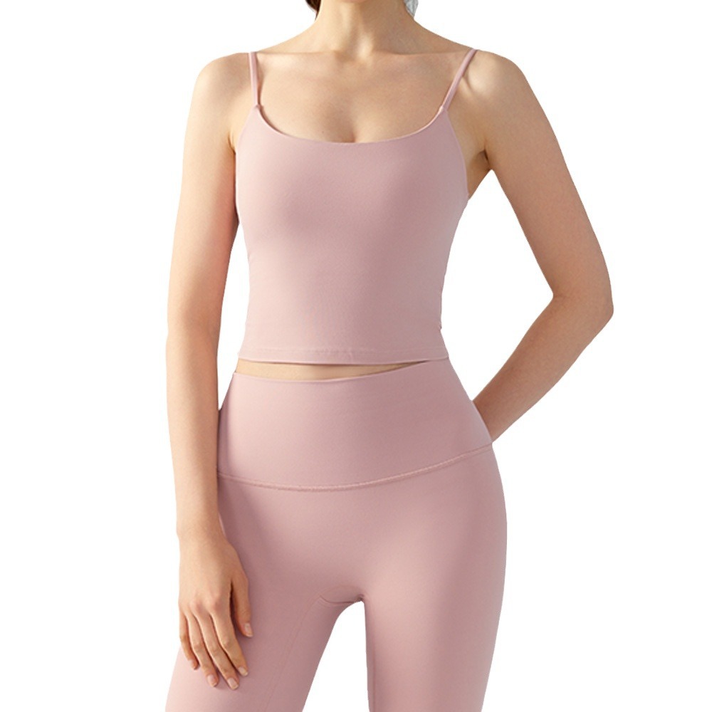 Picture of Cross-Border Summer New Style Women's Nude and Comfortable Outer Wear Pure Color U-Neck Tight Inner Wear Outer Wear Sports Sling 745