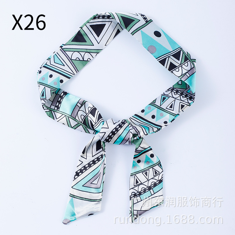 Picture of Silk Scarf Wholesale Long Beveled Small Silk Scarf Double-layer All-match Hair Belt Ribbon Decoration Tie Bag Hand Gift Box Silk Scarf