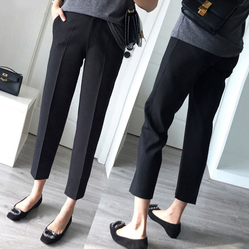 Picture of Pregnant Women's Straight Pants Spring and Autumn Professional Black Pants High Waist Abdomen-supporting Wide Leg Skinny and Loose for Work