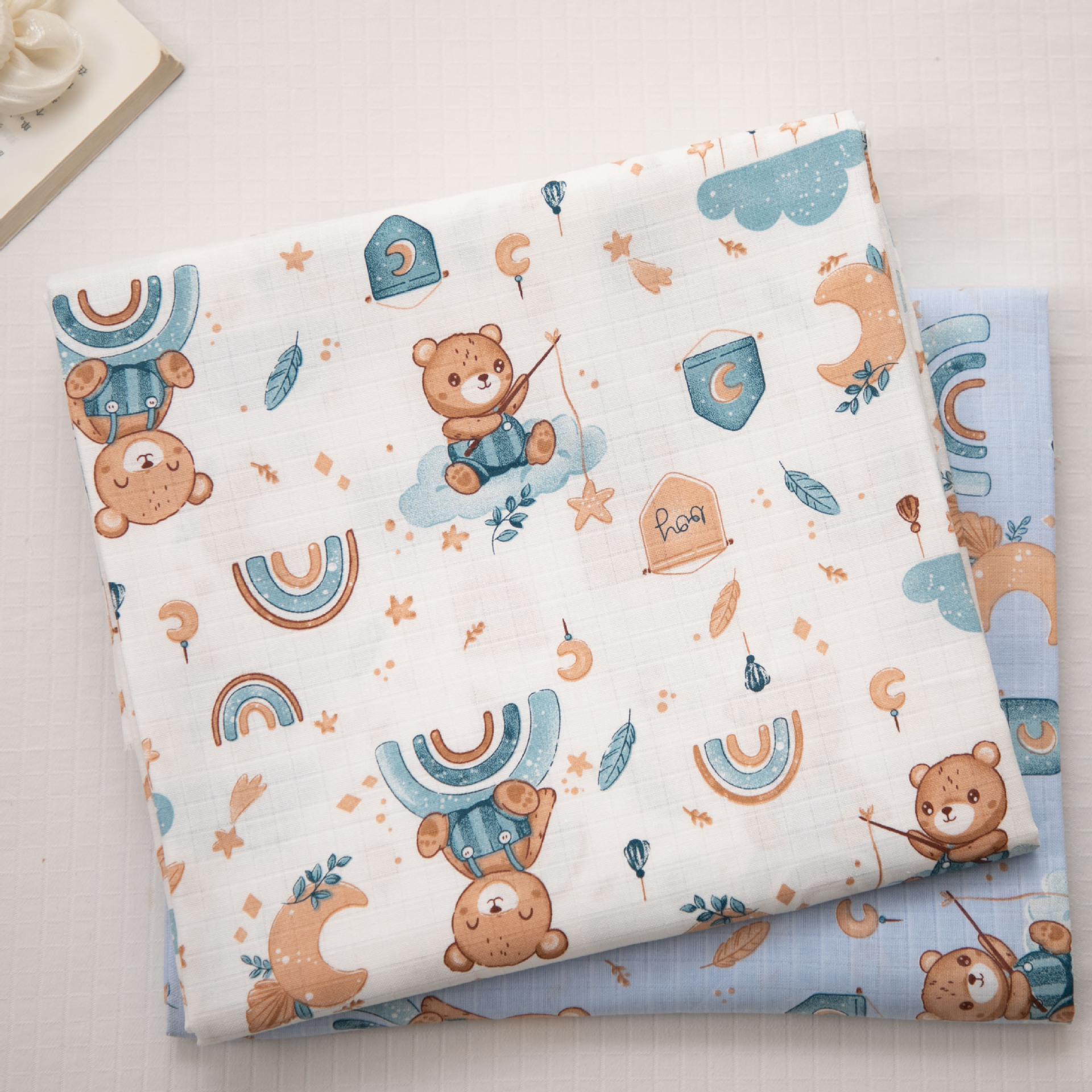Factory Wholesale Infant and Child Type a Pre-Shrunk 110*90 Non-Fluorescent Plain Weave 40 Count Combed Muslin Double Layer Cotton Gauze