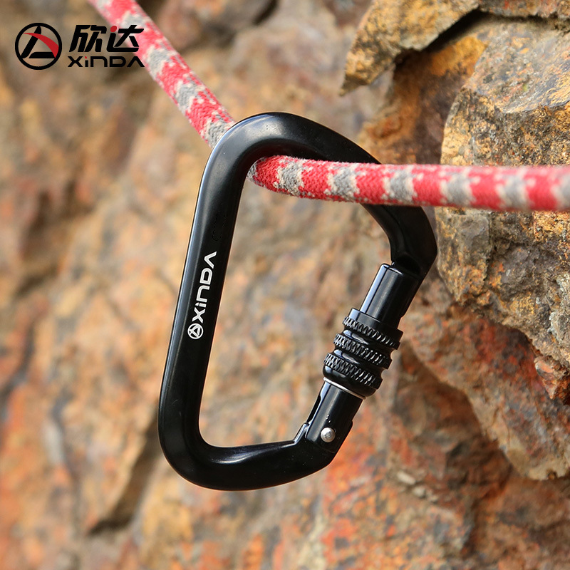 Picture of Aluminum alloy main lock outdoor rock climbing main lock D-type screw buckle lock safety lock buckle mountaineering buckle equipment high-altitude yoga