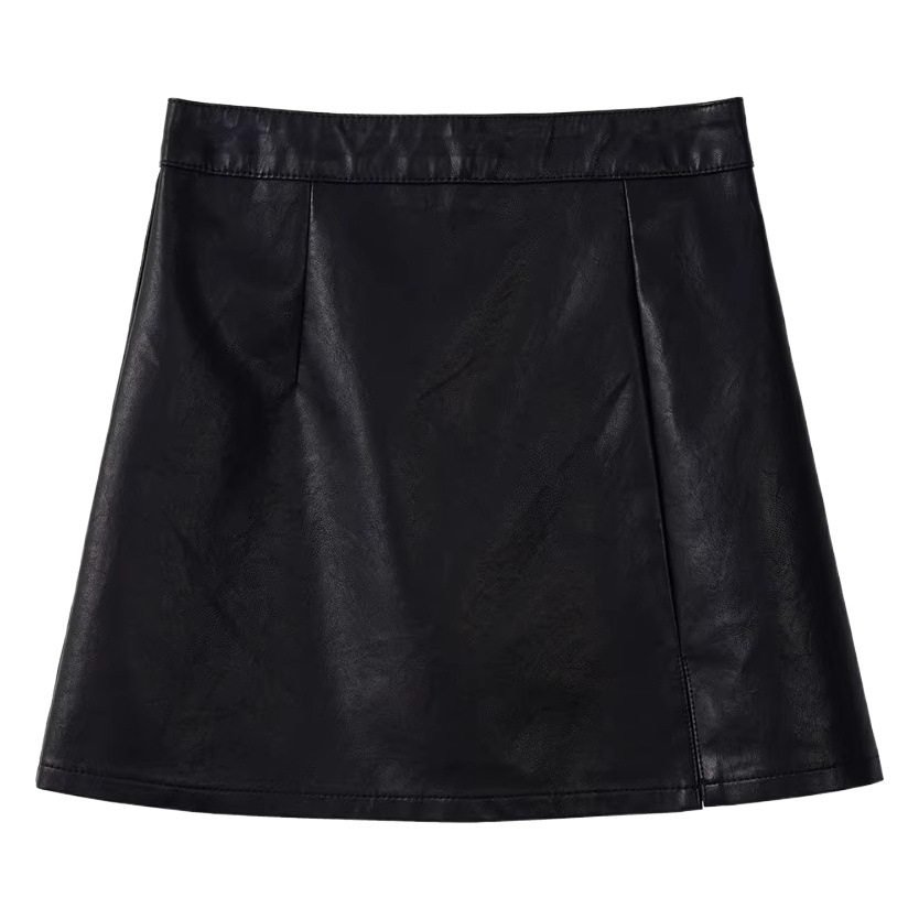Pu Leather Skirt for Women 2023 Autumn and Winter New Anti-Exposure A-Line Skirt Korean Style Petite Bodycon Skirt High Waist