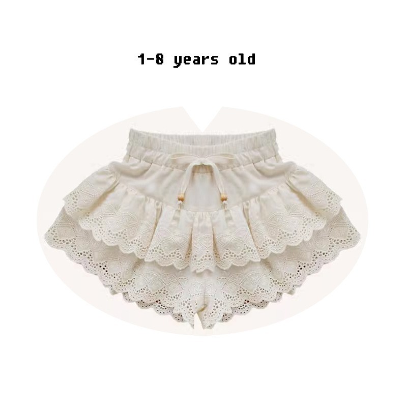 Korean children's clothing girls summer western style cake skirt children's hollow lace skirt pants baby skirt