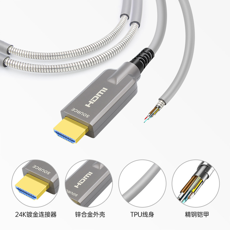 Picture of Armored hdmi optical fiber cable 8K4K engineering-grade large screen rental live projector anti-pull anti-pressure HD cable hdmi
