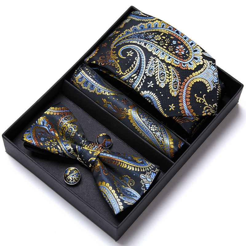 Picture of Men's tie bow tie set gift box 6 sets group tie business formal wedding tie manufacturers wholesale