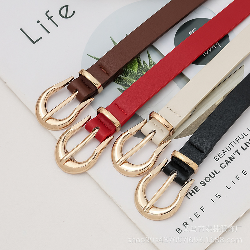 Women's New Pin Buckle Thin Belt Belt Fashionable Simple Versatile Decorative Belt Suit Pants Dress Women's