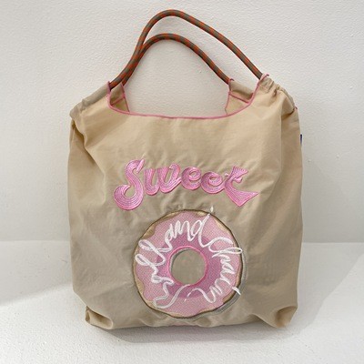 Picture of Japanese homemade ball chain eco-friendly shopping bag nylon embroidered hand canvas bag nylon shopping bag