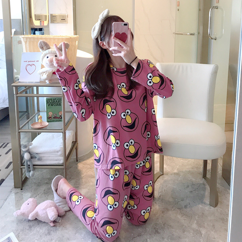 Picture of Wholesale spring and autumn winter pajamas women's thin long sleeve trousers cartoon cute wind small student home clothes suit