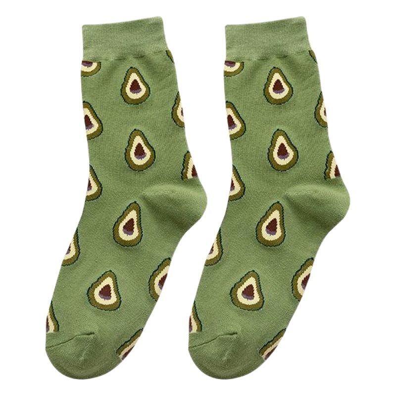 2023 New Style Socks Women's Cotton Korean Style Fashionable Socks Mid-Length Socks Fruit Socks Agaro Strawberry Watermelon Banana