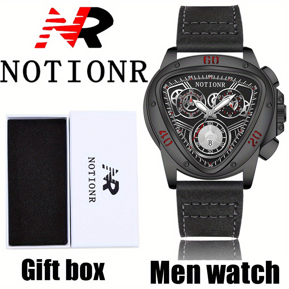 Notionr Men's Watch, Casual Men's Blue Dial Date Display Quartz Watch, Gift Box Packaging