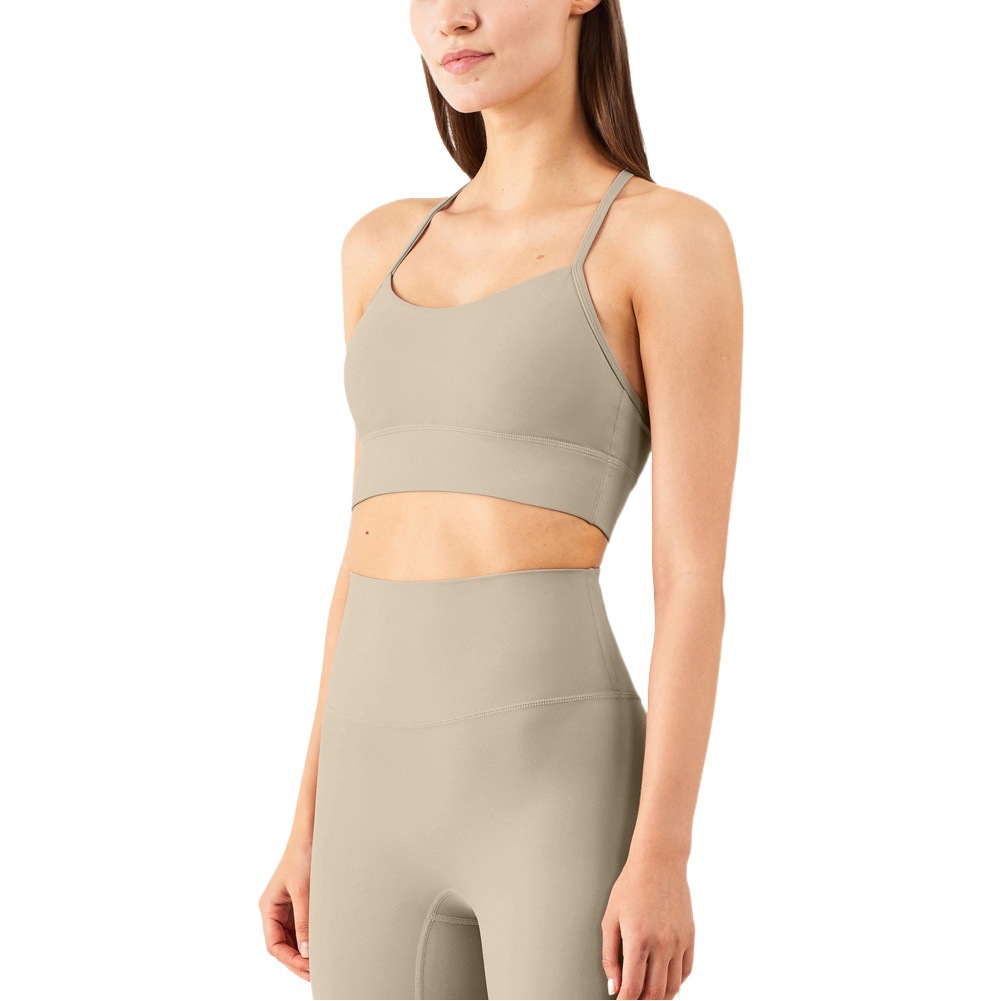 Huanpan Clothing New Sling High Elastic Nude Sports Bra Y-Shaped Beautiful Back Sexy Push-Up Slimming Look Yoga Vest