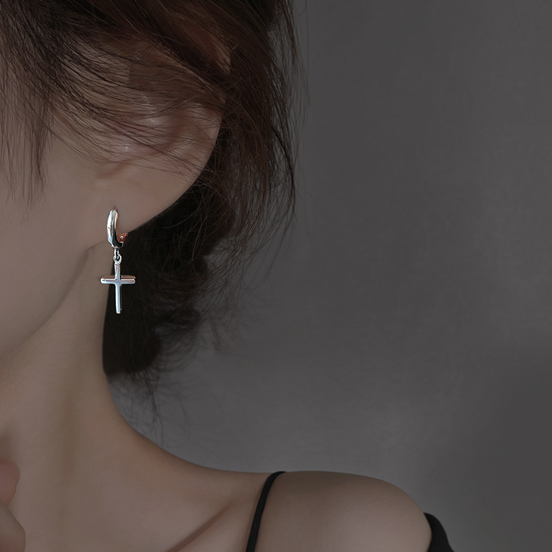 Cross earrings earrings earrings 2022 new fashion plain earrings women's summer sterling silver cold style earrings earrings earrings