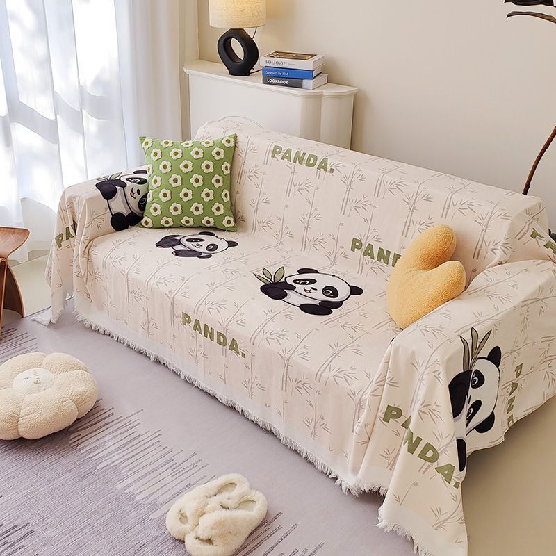 Cute Cartoon Chenille Shabong Bamboo Sea Panda One-piece Full Cover Sofa Cover Four Seasons Universal Anti-cat Scratch