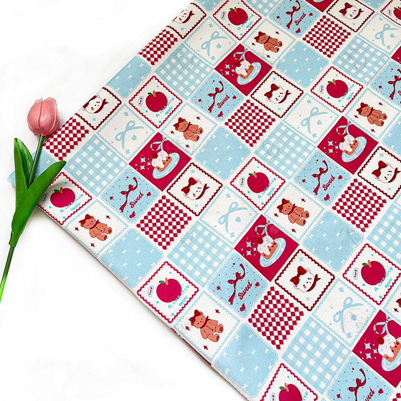 Plaid cake bear bag jacket pet cushion outing bag vest handmade DIY fabric cotton baan canvas