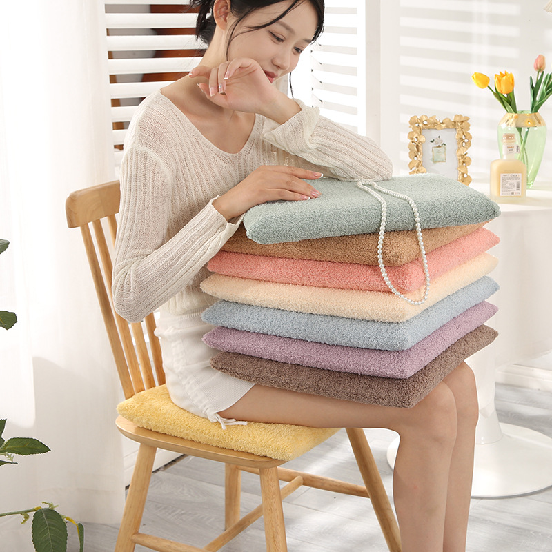 Memory Foam Cushion Office Chair Cushion Teddy Velvet Stool Dining Table Dining Chair Winter Thickened Warm Seat Cushion