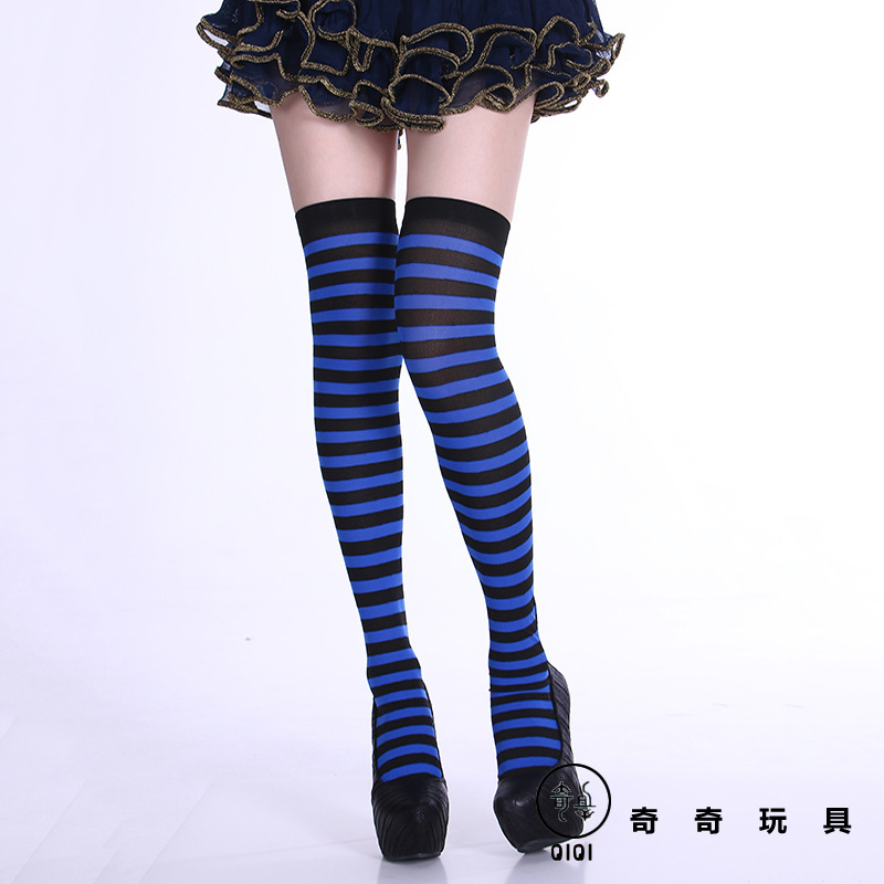 Picture of Halloween Christmas Striped Stockings Party Costume Accessories Over-the-Knee Stockings Striped Pantyhose