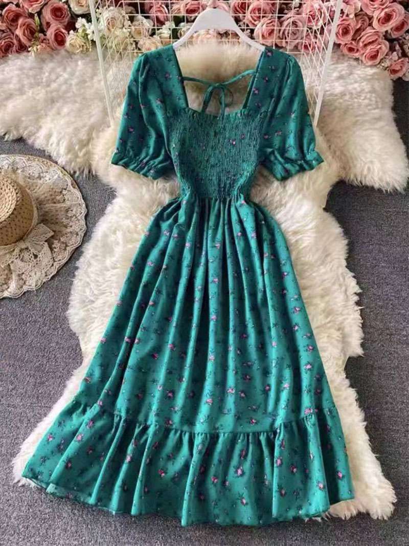 Picture of Southeast Asia Cross-border E-commerce 2025 Summer Sweet French Retro High Waist Slimming Women's dress Factory Outlet