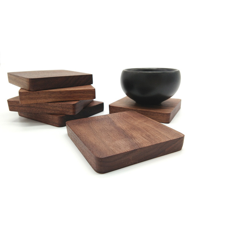 Picture of Creative Wooden Coaster Logo Engraved Fixed Wooden Tea Tray Cup Holder Tea Mat Wooden Tea Holder Japanese Heat Insulation Mat