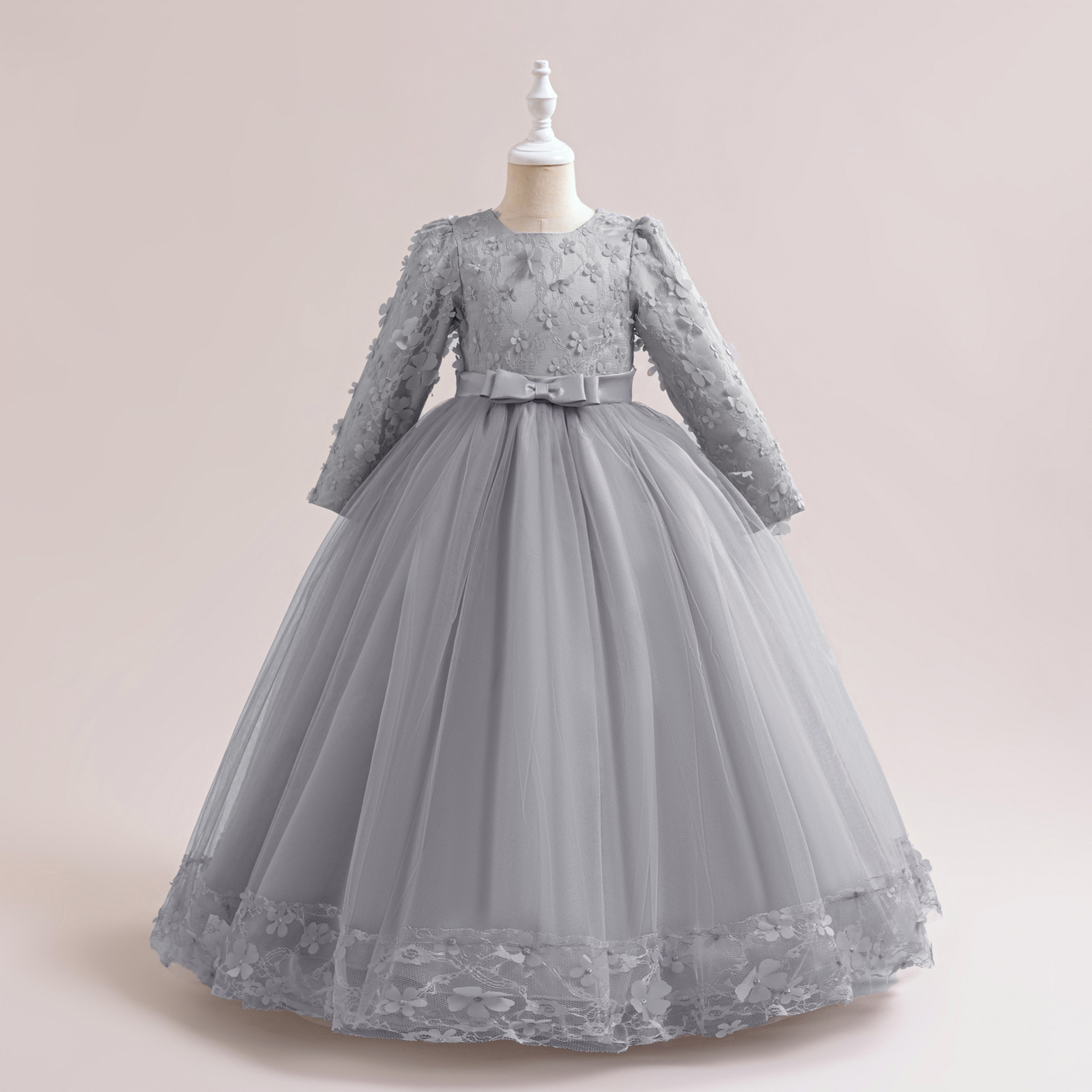 Children's Dress Long Sleeve Wedding Flower Dress Ebay European and American Princess Dress Little Girl Party Dress