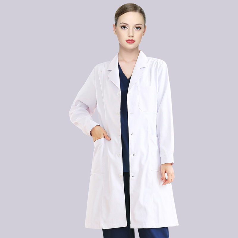 Picture of White Coat Women's Short-Sleeved Summer Thin Doctor's Coat Nurse Chemical Experiment Beauty Salon Doctor's Long-Sleeved Work Clothes