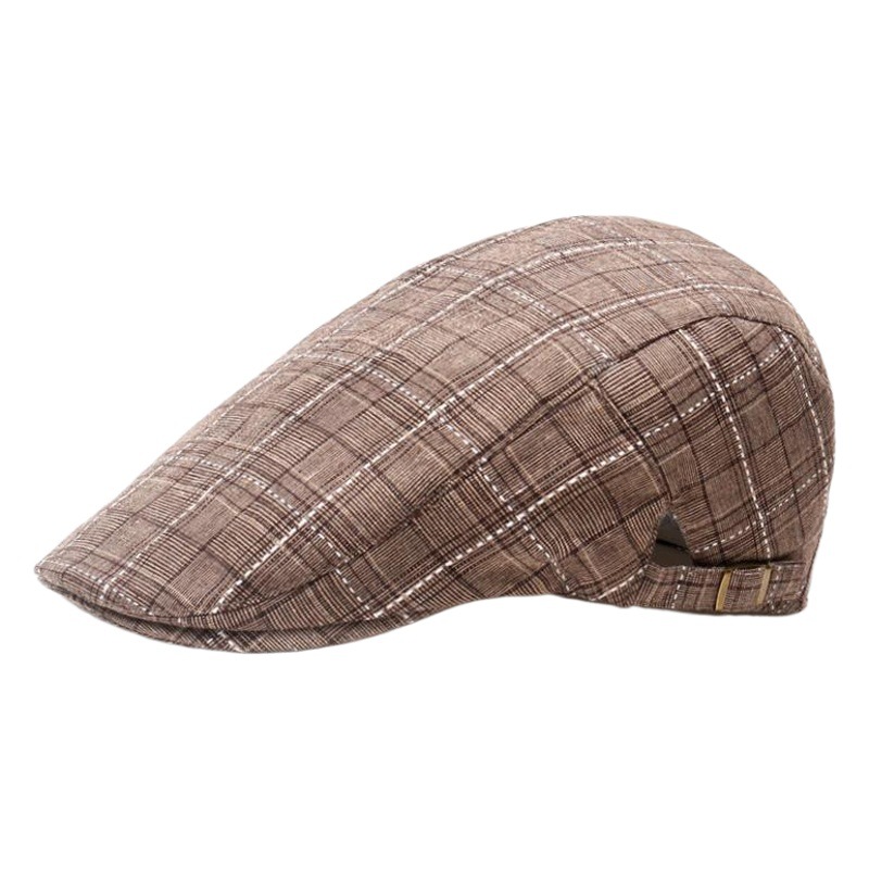 Hat men's spring and summer Korean fashionable peaked cap forward cap plaid baseball cap sunshade beret sun hat