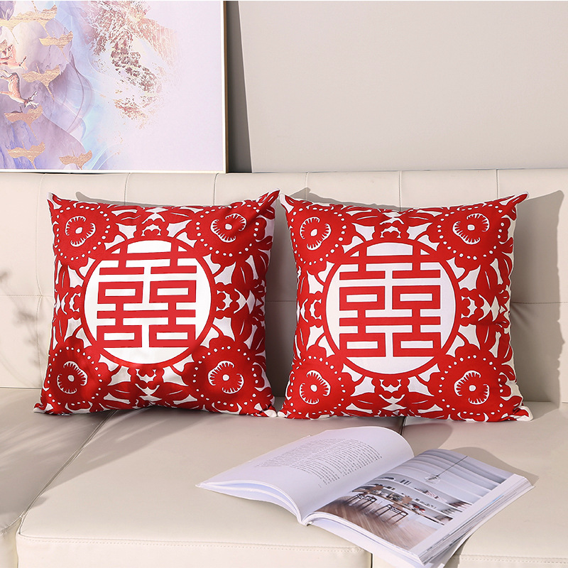 Picture of Happy word Wedding pillow a pair of wedding wedding room layout wedding bed red double happy pillow wedding supplies