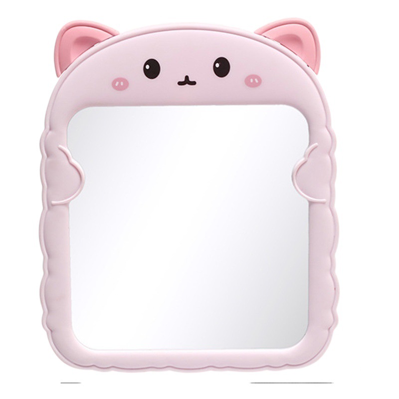 Cartoon Bear Ears Simple Makeup Mirror Student Foldableing Edge Desktop Makeup Mirror Desktop Portable Color Printed Princess Mirror