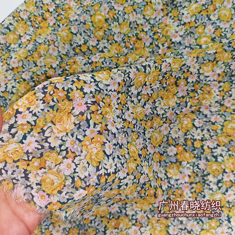 Picture of 2023 New Pearl chiffon printed early spring fresh small floral fabric semi-transparent women's shirt dress fabric