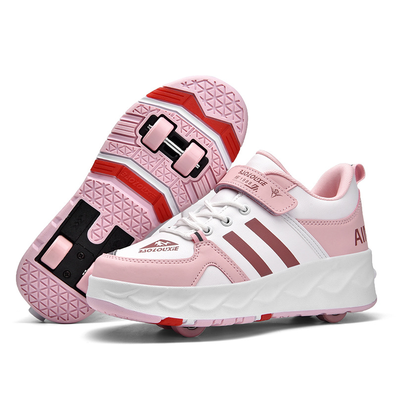 Picture of Boys' New Four-wheel Heelys with Light Charging Two-wheel Skate Shoes with Lace Wheels Mesh Shoes for Boys and Girls