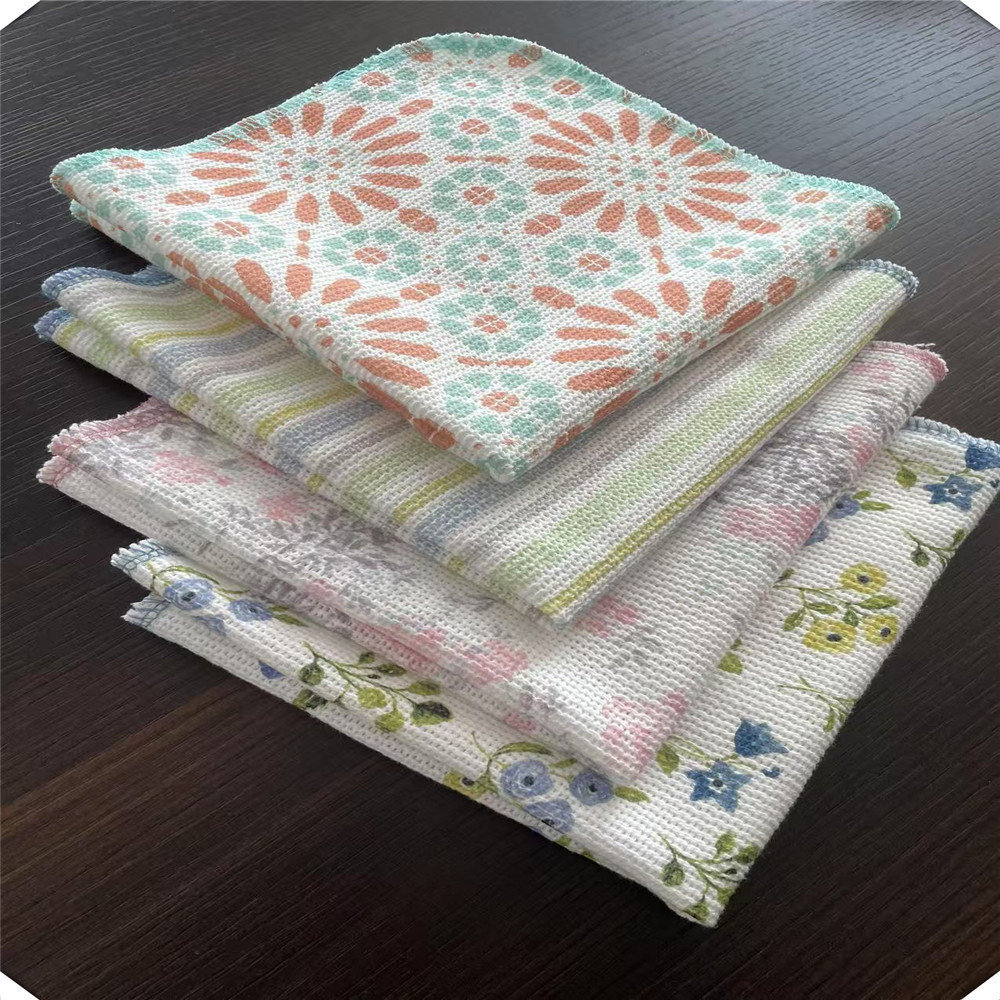 Cotton Mesh Tea Towel Antibacterial Moisture-Absorbent Tea Towel Mesh Natural Environmentally Friendly Printed Mesh Tea Towel