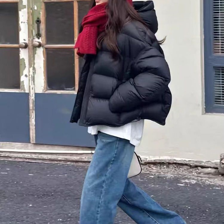 Picture of Super Nice Cotton Outwear for Women Milk Tea Color Short Bread Outwear for Small People 2025 New Fashion Hooded Cotton Outwear Trendy