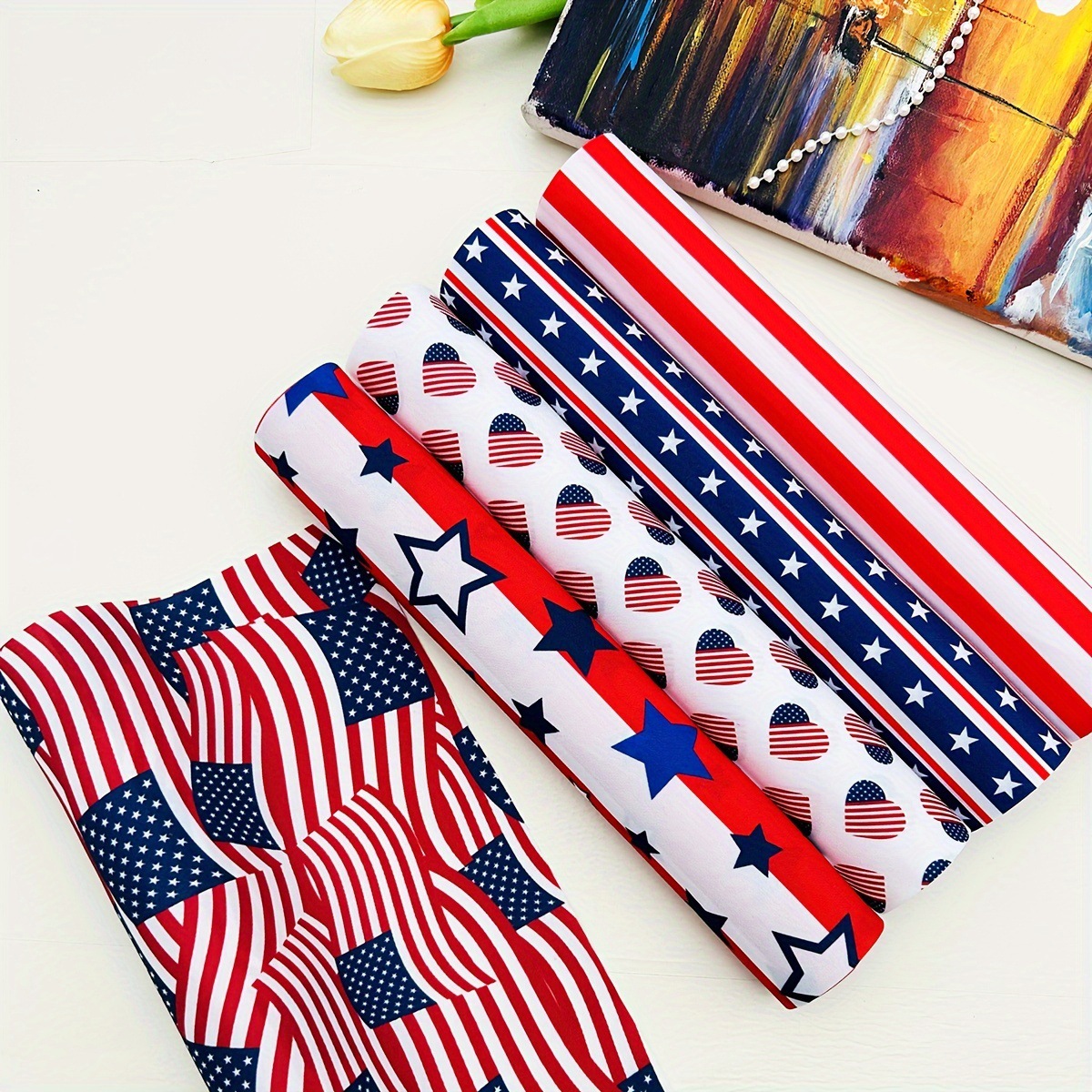 Jit30*30Cm Flag Polyester Fabric American Independence Day Handmade Cloth Set DIY Printed Cloth Can Be Labed on Behalf of