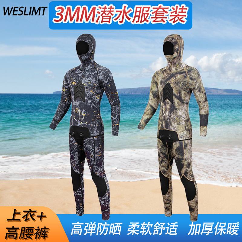 3/5mm Wetsuit Cr Light Leather Split Cold-Proof and Warm Fishing and Hunting Diving Scuba Diving Jellyfish Suit Wetsuit