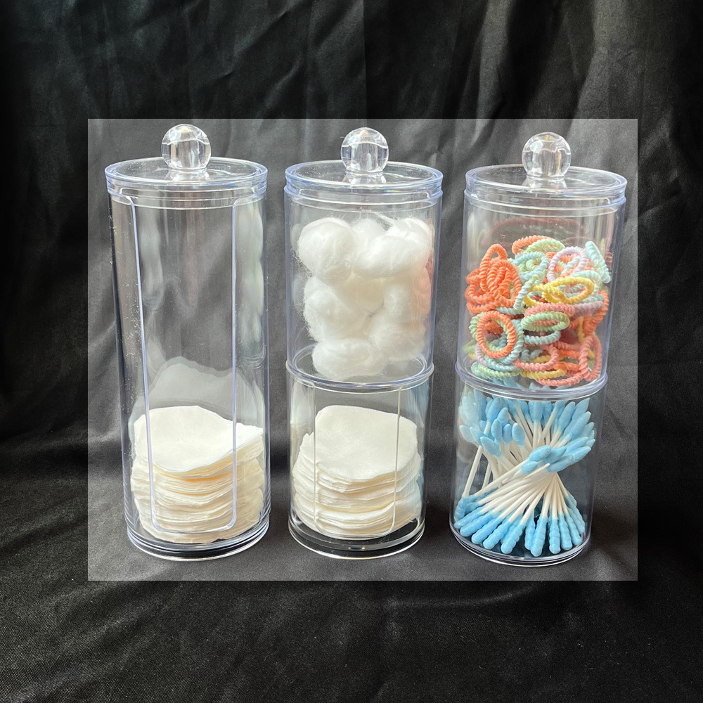 Acrylic Round Cotton Sticket Box Plastic Square Cotton Sticket Tube Makeup Removal Cotton Storage Storage Box Transparent Toothpick Box