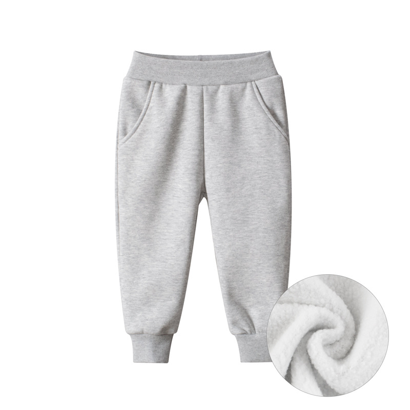 Picture of 27kids Korean children's clothing autumn and winter new wholesale solid color children's sports trousers boys plus velvet casual pants
