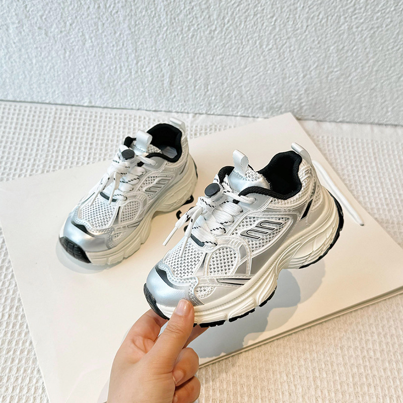 Children's Spring and Autumn Mesh sneaker Shoes Trendy Shoes 2025 Thick-soled Soft-soled All-match Double Mesh Breathable Casual Children's Shoes