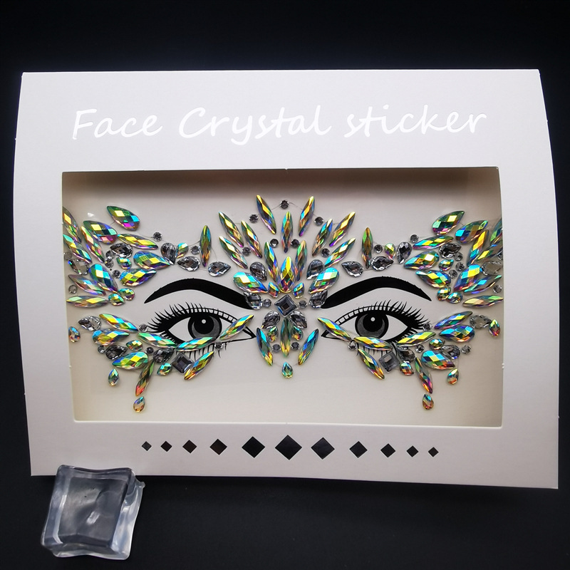 Picture of Internet Celebrity DIY Face Stickers, Eyebrow Stickers, Acrylic Accessories, Colorfulful Forehead Decoration, Masquerade Face Rhinestone Stickers