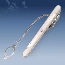 Picture of Metal tie clip men's suit chain 140 simple flower type business atmosphere with drill tie clip