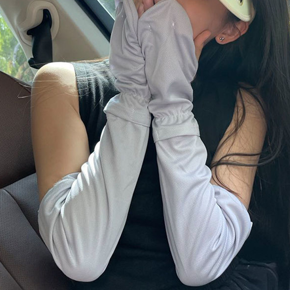Sun protection gloves women's UV protection thin ice silk summer driving electric car Ice sleeve sleeve arm protection gloves