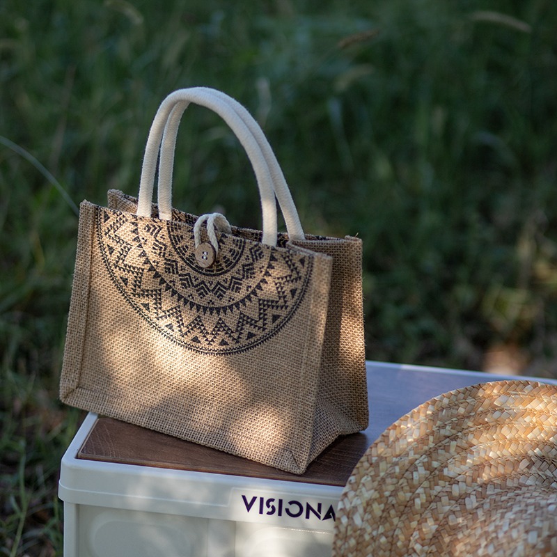 Portable sack for female students carrying books waterproof environmental protection fashion commuting lunch box bag linen canvas bag