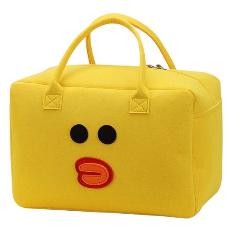 Cartoon large capacity portable felt bag business trip clothing storage bag three-dimensional square zipper shopping bag