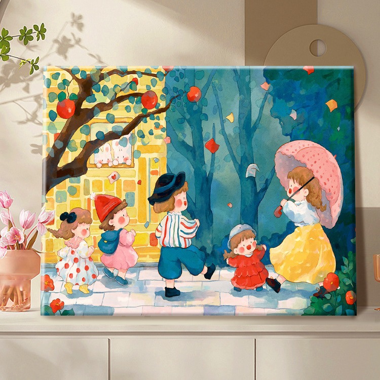 Su Plaid girlfriends × diy digital oil painting acrylic filling hand-painted handmade spring healing decompression oil color painting