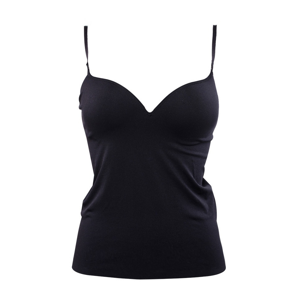 Picture of One-piece Sports camisole with chest pad modal solid color bra-top rimless Japanese base shirt