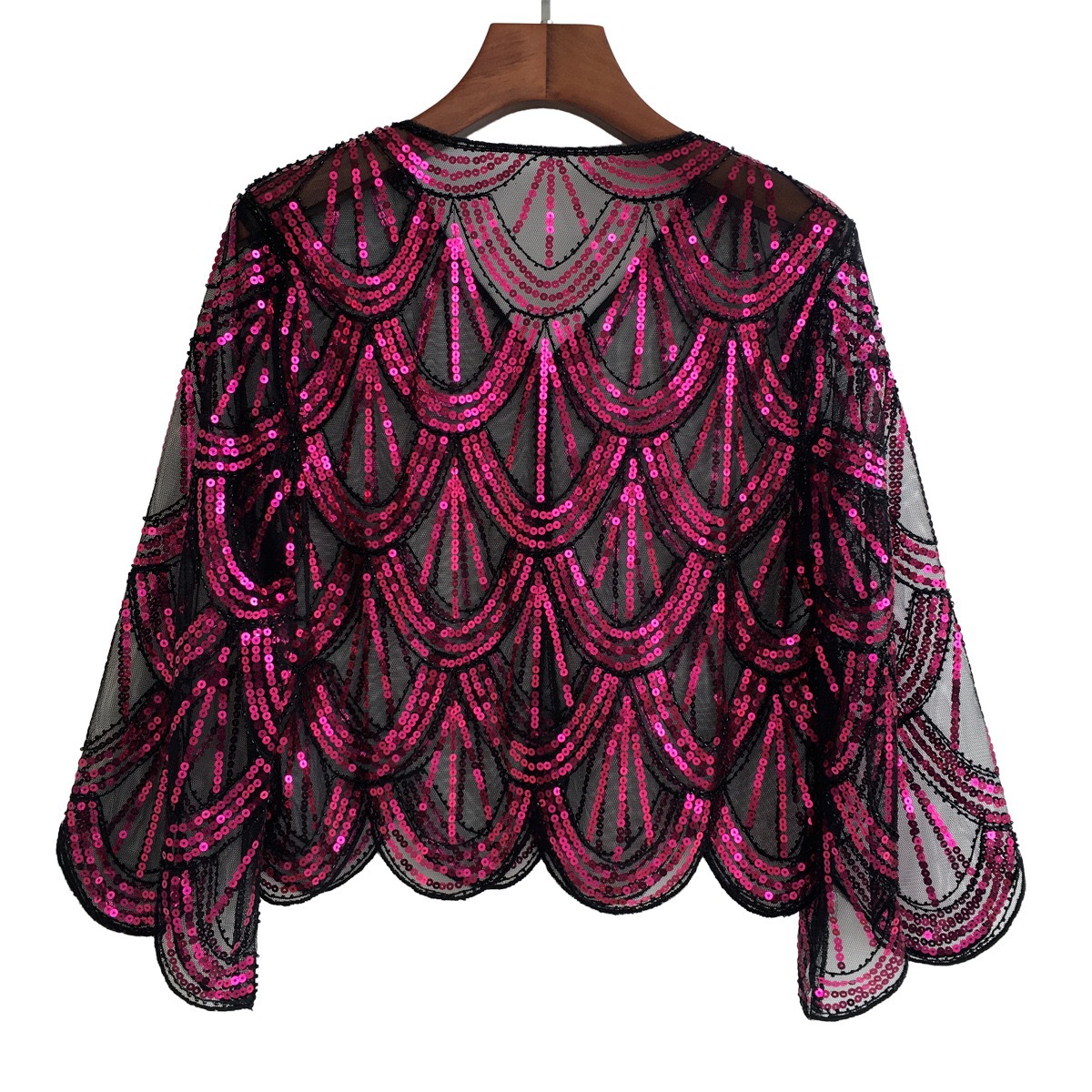 Picture of Cross-border 1920s mesh dress shawl European and American party banquet sequin jacket short mid-sleeve with Amazon