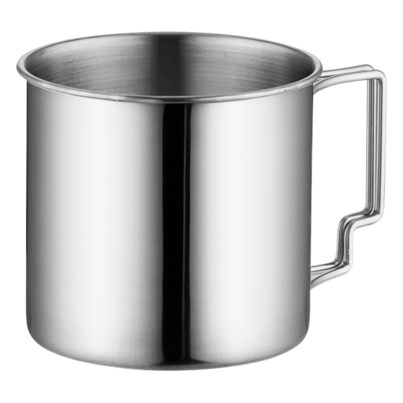 Camping Mouth Cup 304 Stainless Steel Outdoor Water Cup Portable Foldable Handle Mountain Climbing Picnic Tea Jar Cup