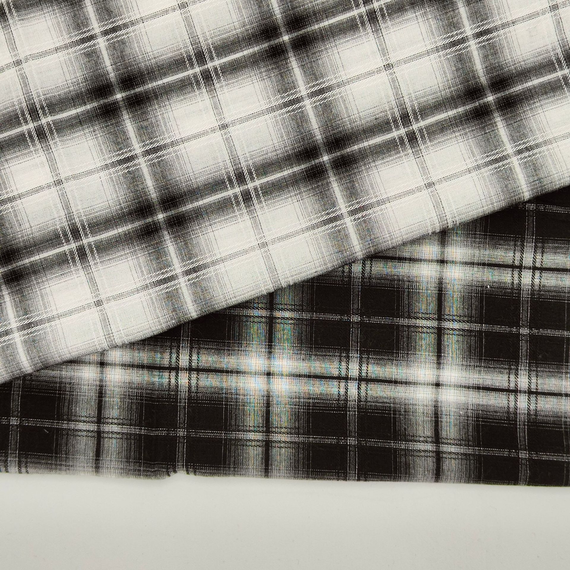 Spring and Summer Thin Black and White 2-Color Pure Cotton Jacquard Plaid Shirt Sun Protection Dress Dress Yarn-Dyed Fabric Breathable New Product