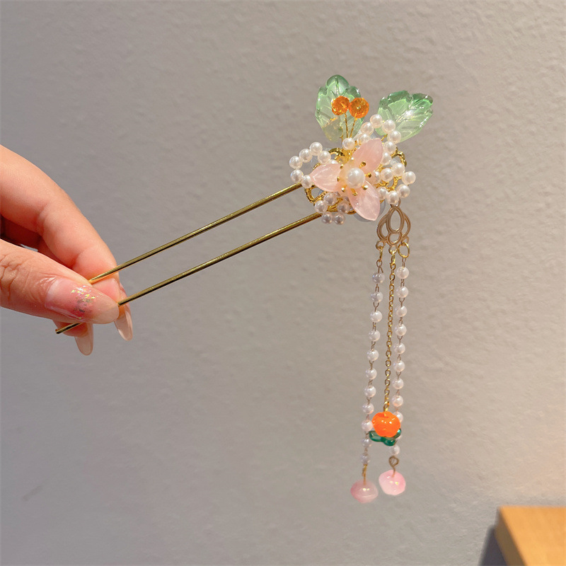 Picture of Antique Hanfu Hairpin Girls' Hair Hairpin Children's Ancient Headwear Chinese Style Step-by-step Tassel Hair Hairpin Hair Accessories